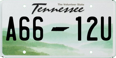 TN license plate A6612U