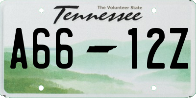 TN license plate A6612Z