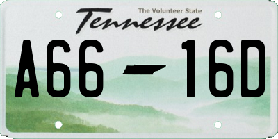 TN license plate A6616D