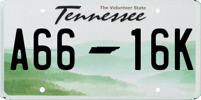 TN license plate A6616K