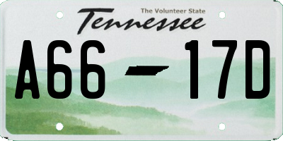 TN license plate A6617D