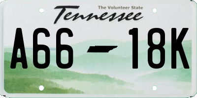 TN license plate A6618K