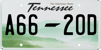 TN license plate A6620D