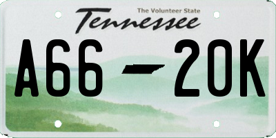 TN license plate A6620K