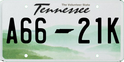 TN license plate A6621K