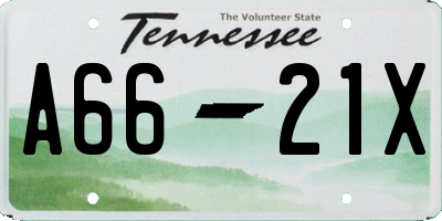 TN license plate A6621X