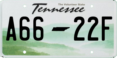 TN license plate A6622F