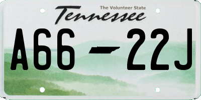 TN license plate A6622J