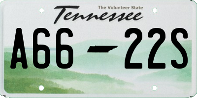 TN license plate A6622S
