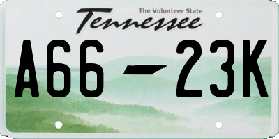 TN license plate A6623K