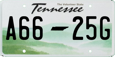 TN license plate A6625G