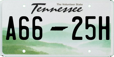 TN license plate A6625H