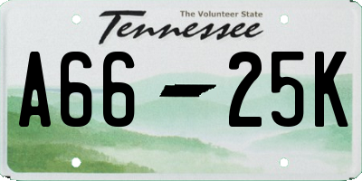 TN license plate A6625K