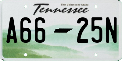 TN license plate A6625N