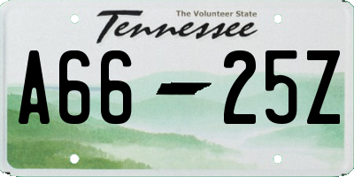 TN license plate A6625Z