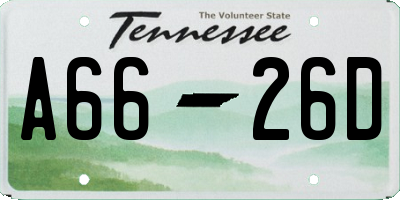 TN license plate A6626D