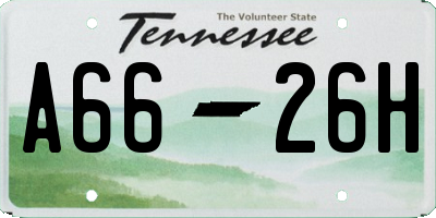 TN license plate A6626H