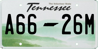 TN license plate A6626M