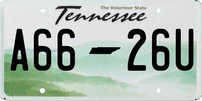 TN license plate A6626U