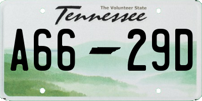 TN license plate A6629D