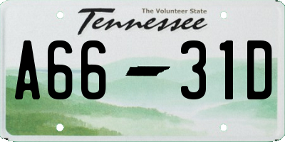 TN license plate A6631D