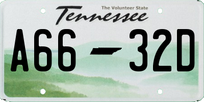TN license plate A6632D