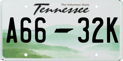 TN license plate A6632K