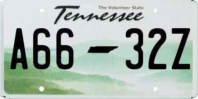 TN license plate A6632Z