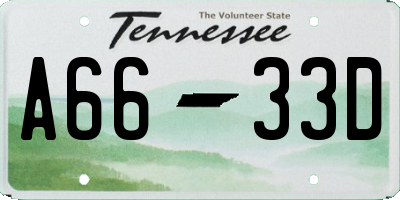 TN license plate A6633D