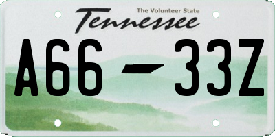 TN license plate A6633Z