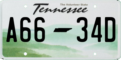 TN license plate A6634D