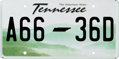 TN license plate A6636D