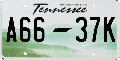 TN license plate A6637K