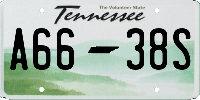 TN license plate A6638S