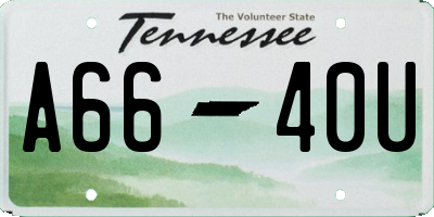 TN license plate A6640U