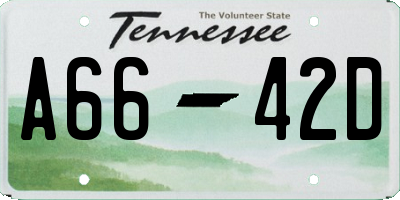 TN license plate A6642D