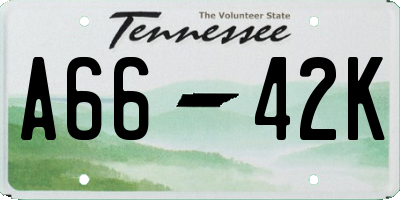 TN license plate A6642K