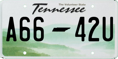 TN license plate A6642U
