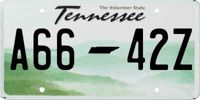 TN license plate A6642Z
