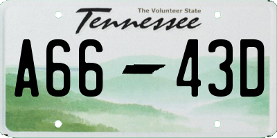 TN license plate A6643D