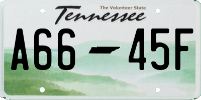 TN license plate A6645F