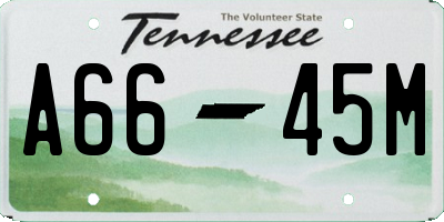 TN license plate A6645M