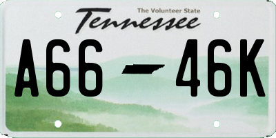 TN license plate A6646K