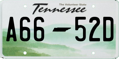 TN license plate A6652D