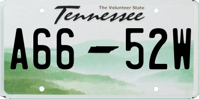 TN license plate A6652W