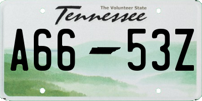 TN license plate A6653Z