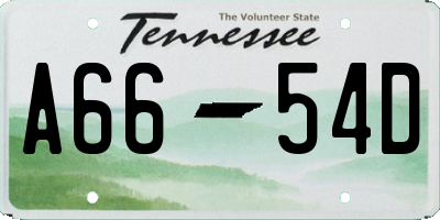 TN license plate A6654D