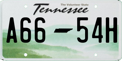 TN license plate A6654H