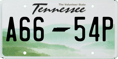 TN license plate A6654P