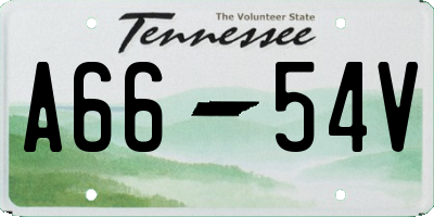 TN license plate A6654V